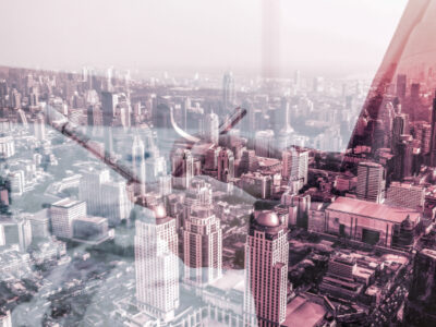 Double exposure of Businessman analyzing investment charts. Accounting