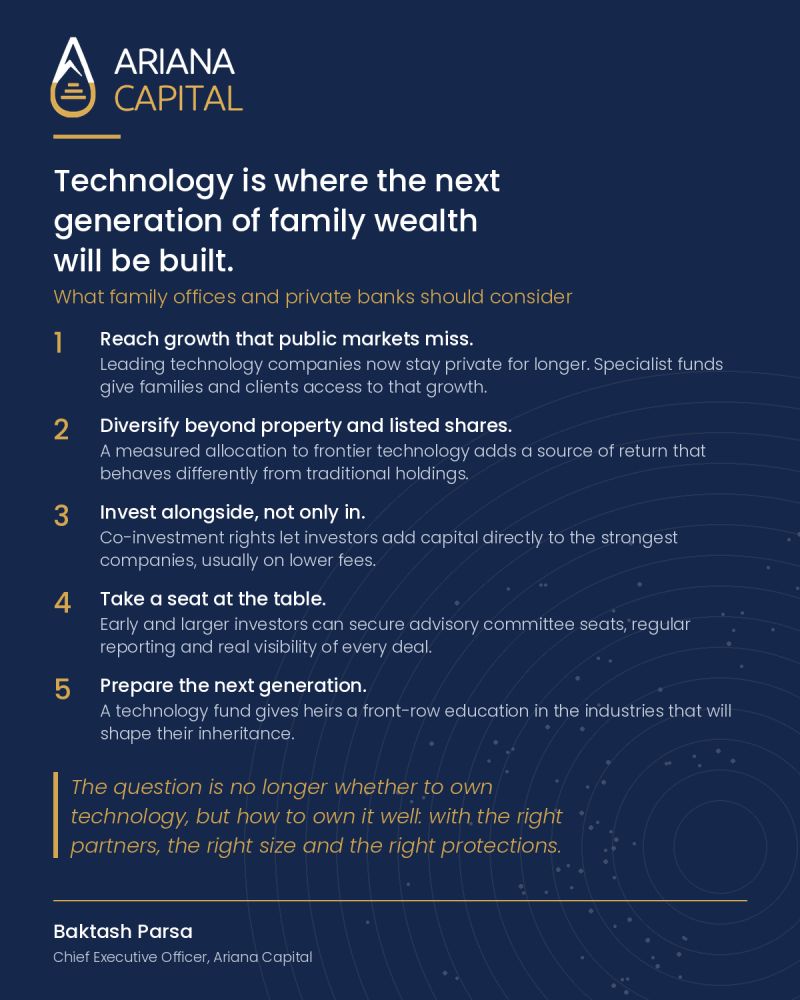 Ariana Capital: five considerations on technology for family offices and private banks