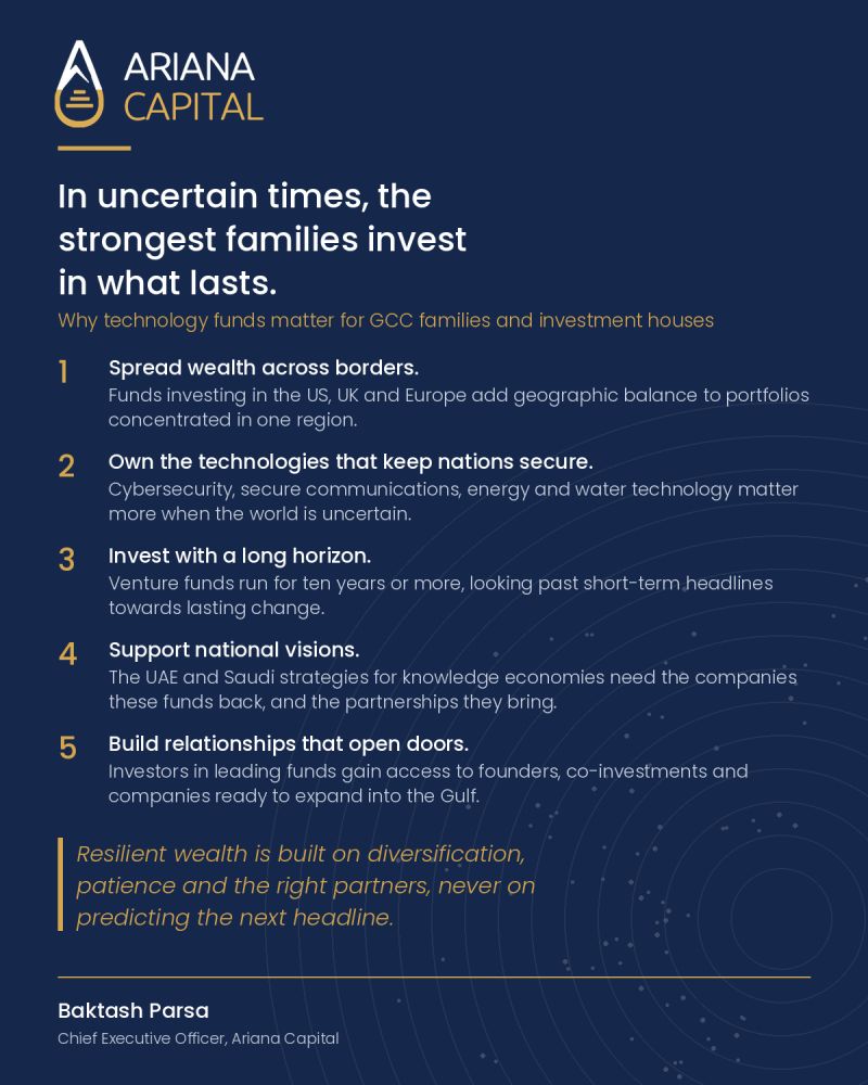 Ariana Capital: technology, diversification and long-term wealth for Middle East families